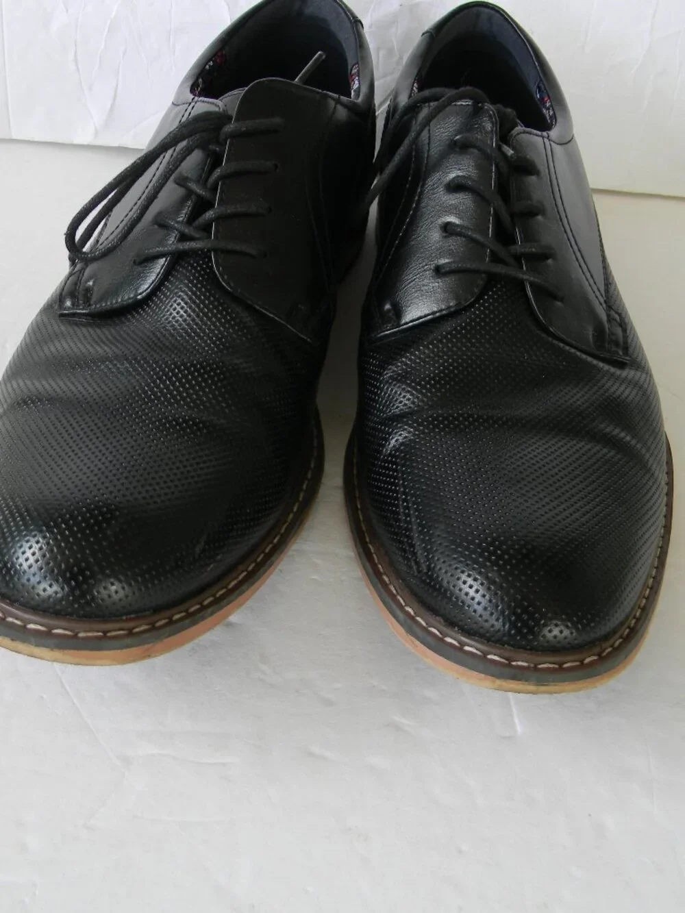 Steve Madden Men's Oxford Shoes LACE-UP PERFORATED DETAIL  BLACK  Size 13